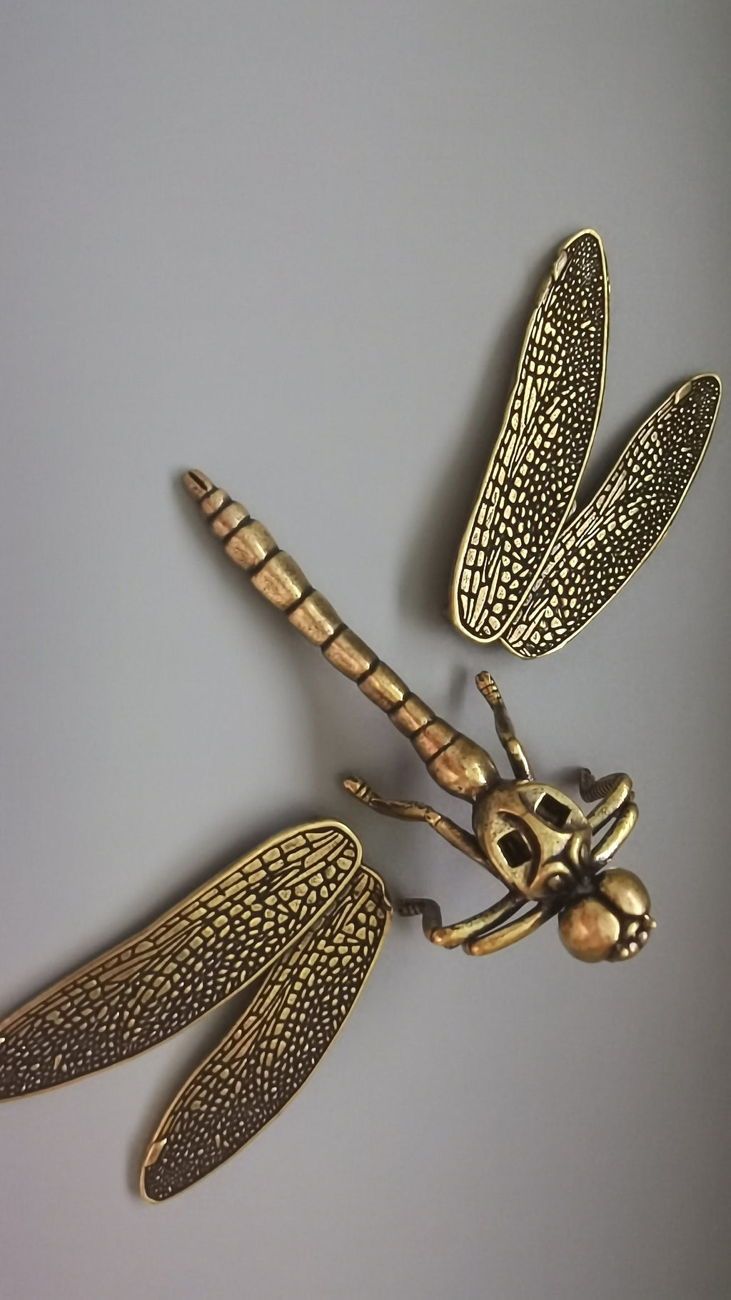 Brass Dragonfly Statue, Home Decor, Detachable Wing Sculpture, Animal Sculpture