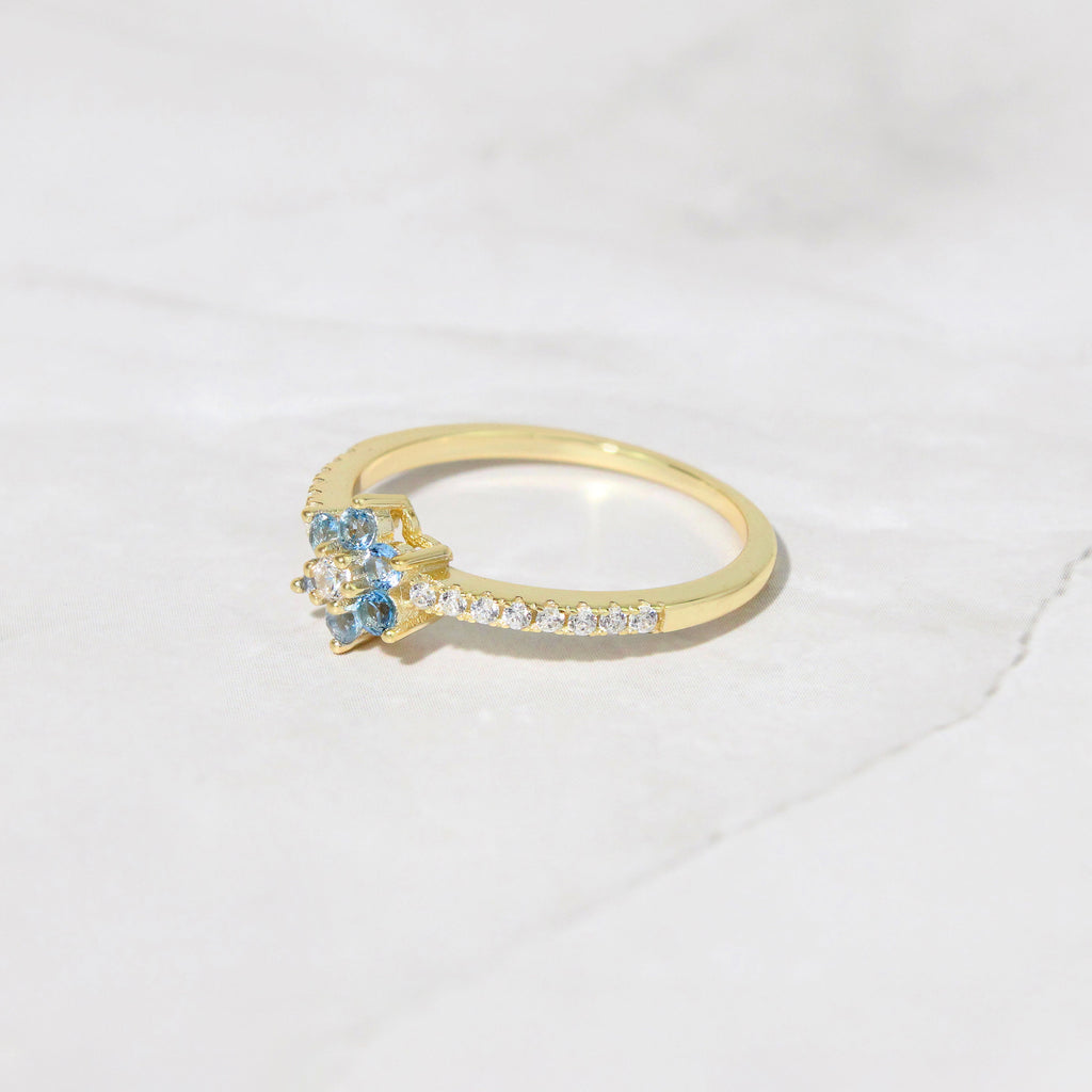 Aquamarine Dainty Ring, Gold Minimalist Ring, March Birthstone Ring, Sterling Silver Ring, Thin Ring, Delicate Ring, Gift for Her, Gemstone