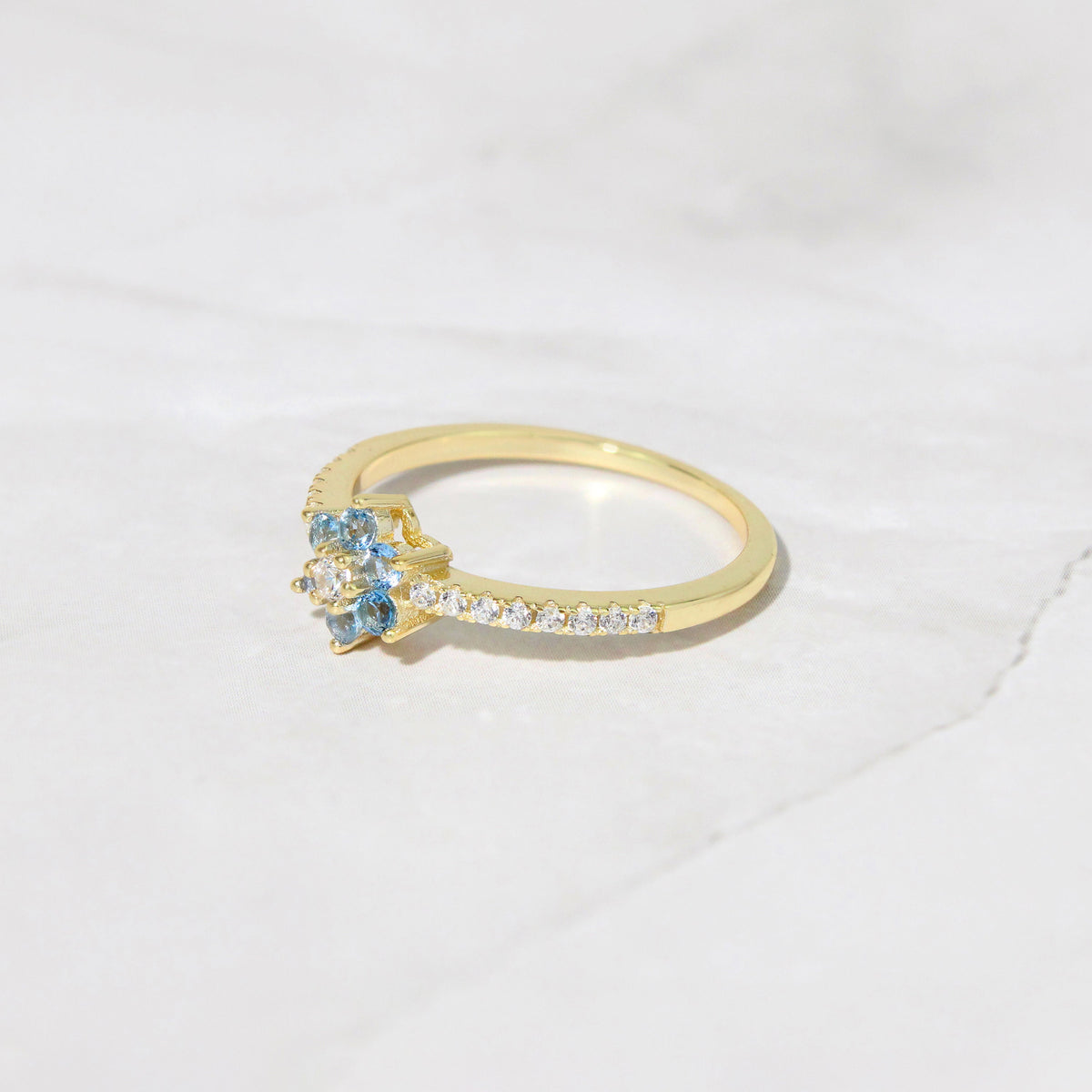 Aquamarine Dainty Ring, Gold Minimalist Ring, March Birthstone Ring, Sterling Silver Ring, Thin Ring, Delicate Ring, Gift for Her, Gemstone