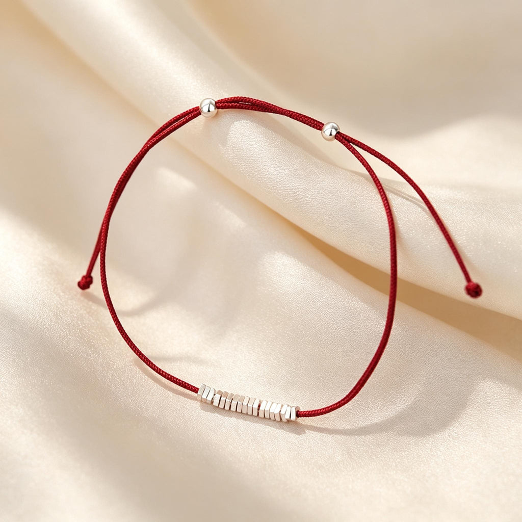 Whispers of Peace 999 Silver Red String Bracelet, Red Cord Bracelet, Good Luck & Protection Jewelry, Peace Blessing Gift, Handmade