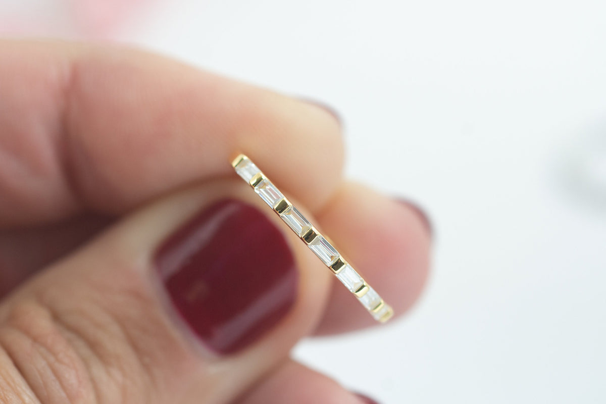 Dainty Baguette Stacking Ring, Gold Minimalist Ring, CZ Ring, Simple Diamond Ring, Silver Ring, Thin Ring, Gift for Her, Delicate Ring