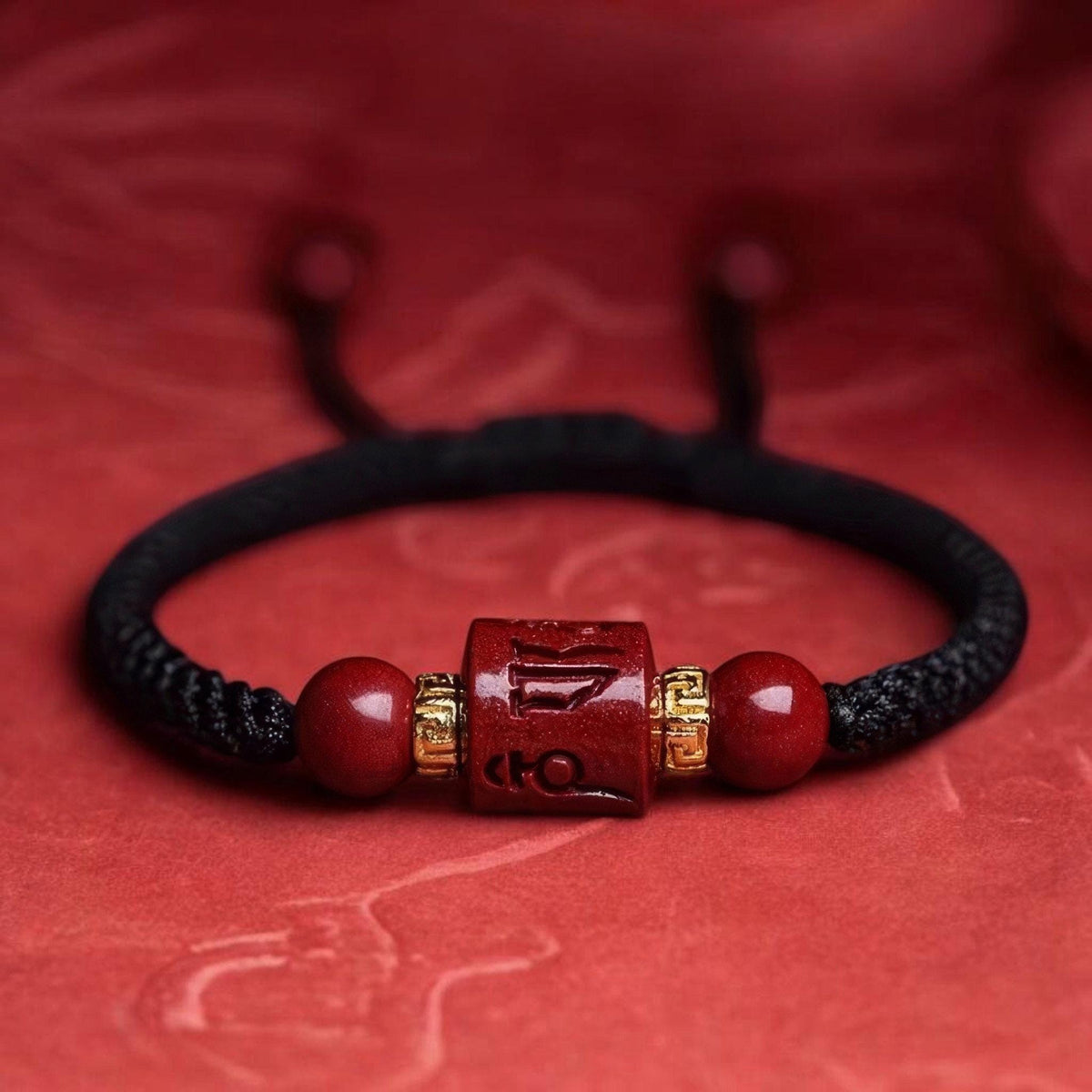 Cinnabar Mantra Bracelet, Spinning Prayer Wheel Red String Bracelet, Mount Putuo Blessed Jewelry, Zodiac Gift