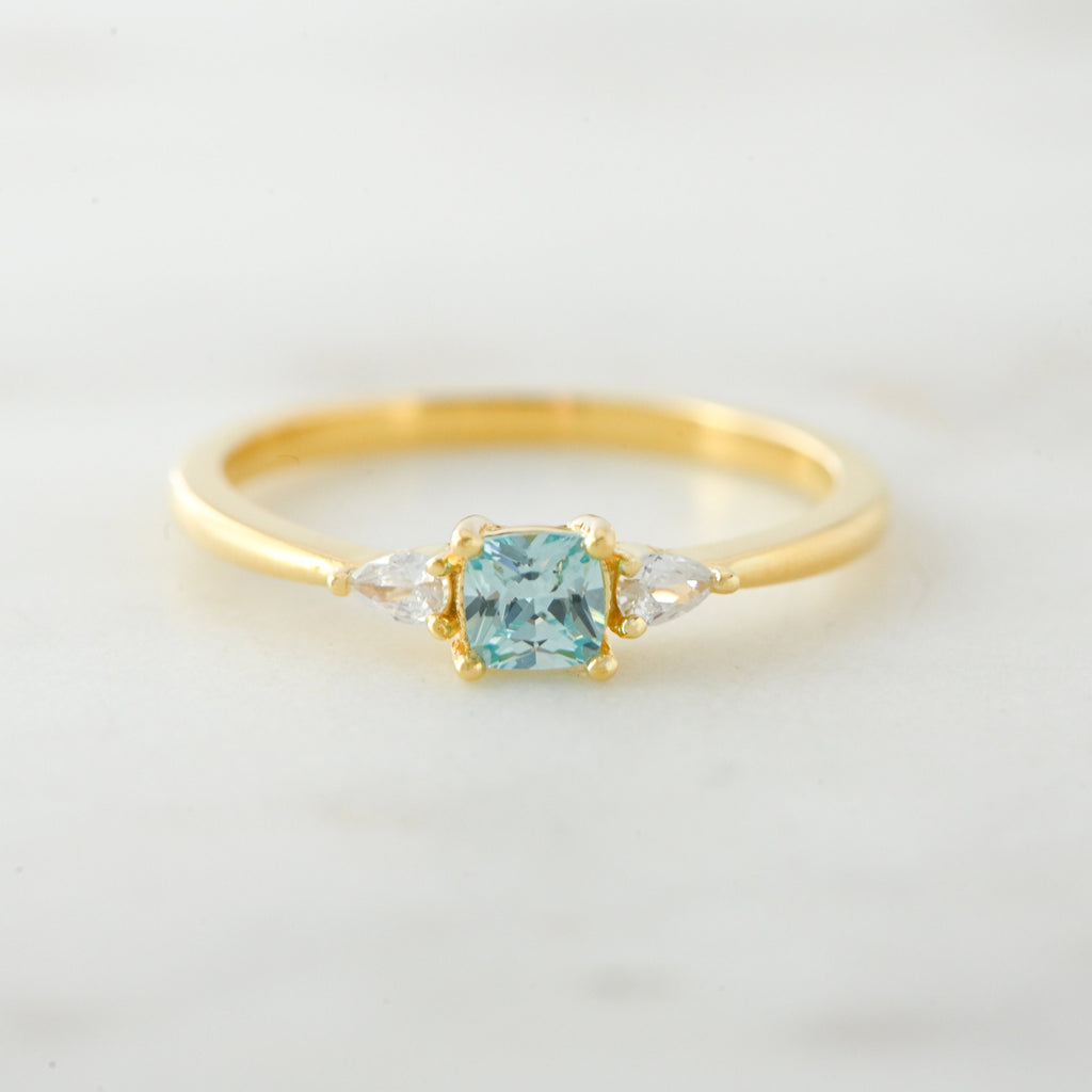 Aquamarine Dainty Ring, Gold Minimalist Ring, March Birthstone Ring, Sterling Silver Ring, Thin Ring, Delicate Ring, Gift for Her, Gemstone