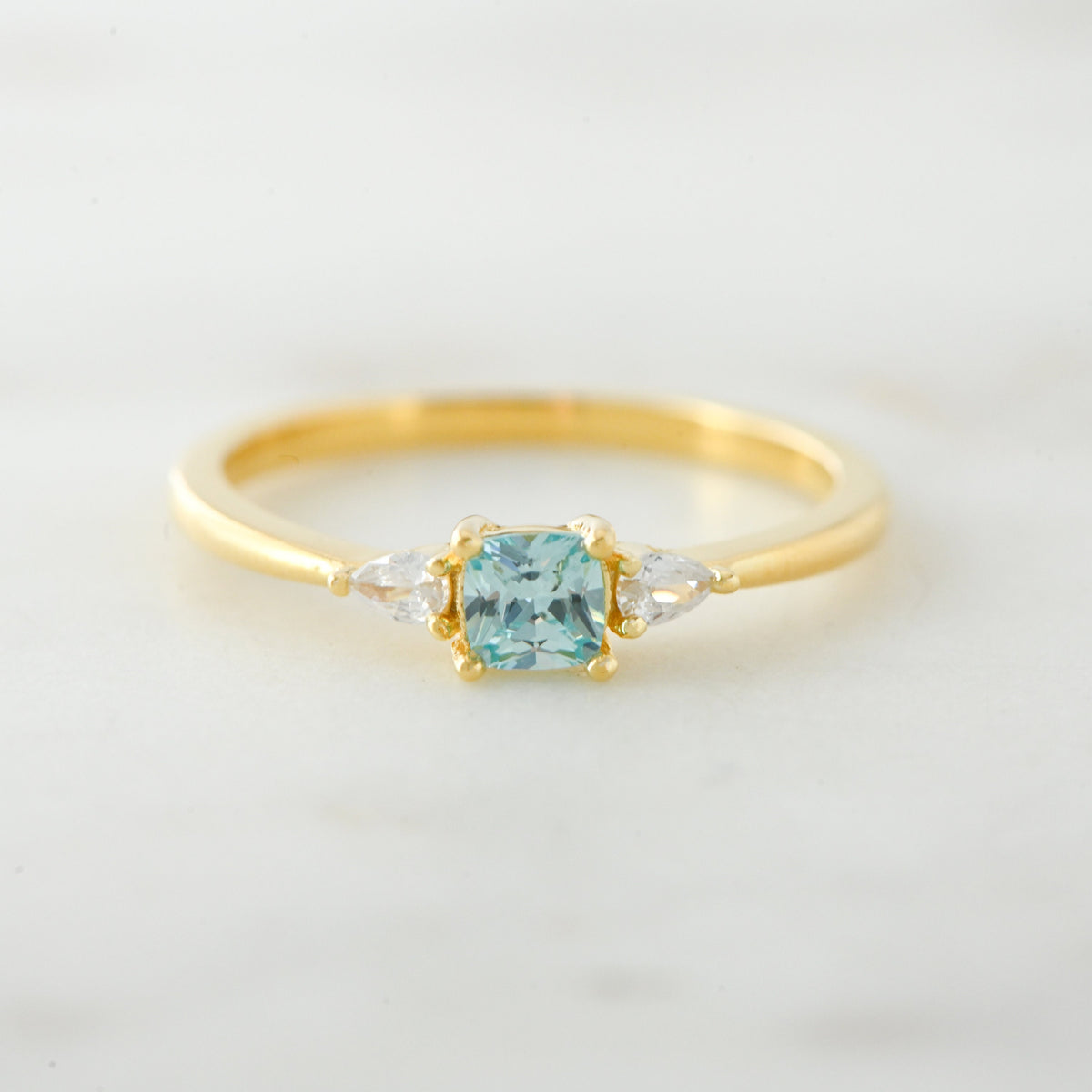 Aquamarine Dainty Ring, Gold Minimalist Ring, March Birthstone Ring, Sterling Silver Ring, Thin Ring, Delicate Ring, Gift for Her, Gemstone