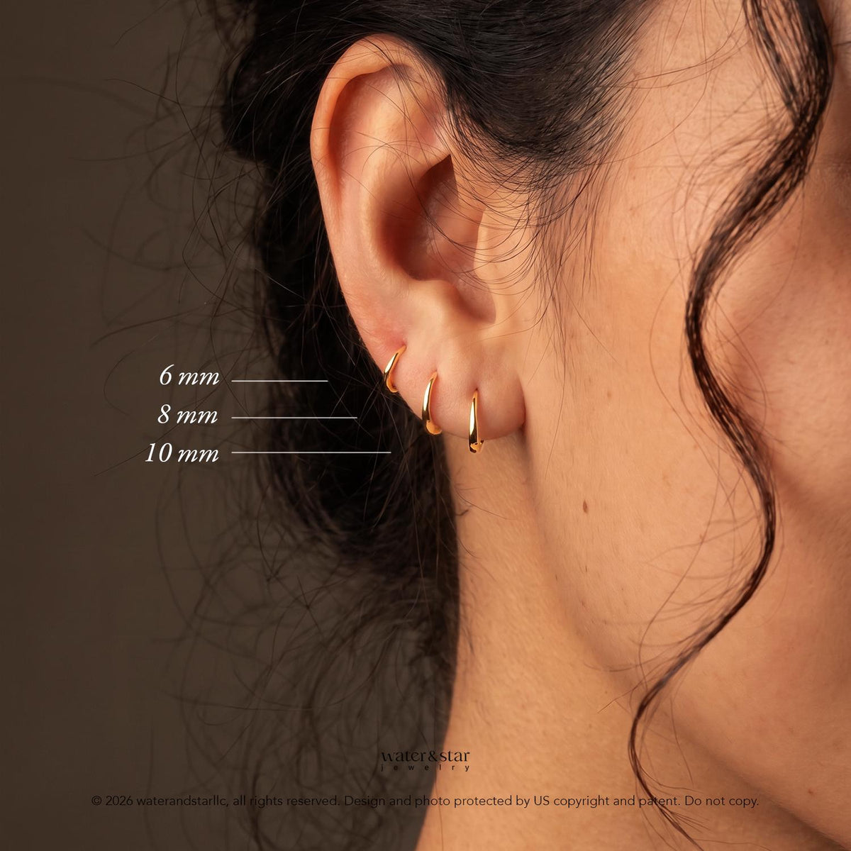 D Shape Sleeper Earrings, Open Hoop Earrings, Backless Half Hoops, Dainty Cartilage Hoop, Small Gold Huggie, Sterling Silver Nap Earrings