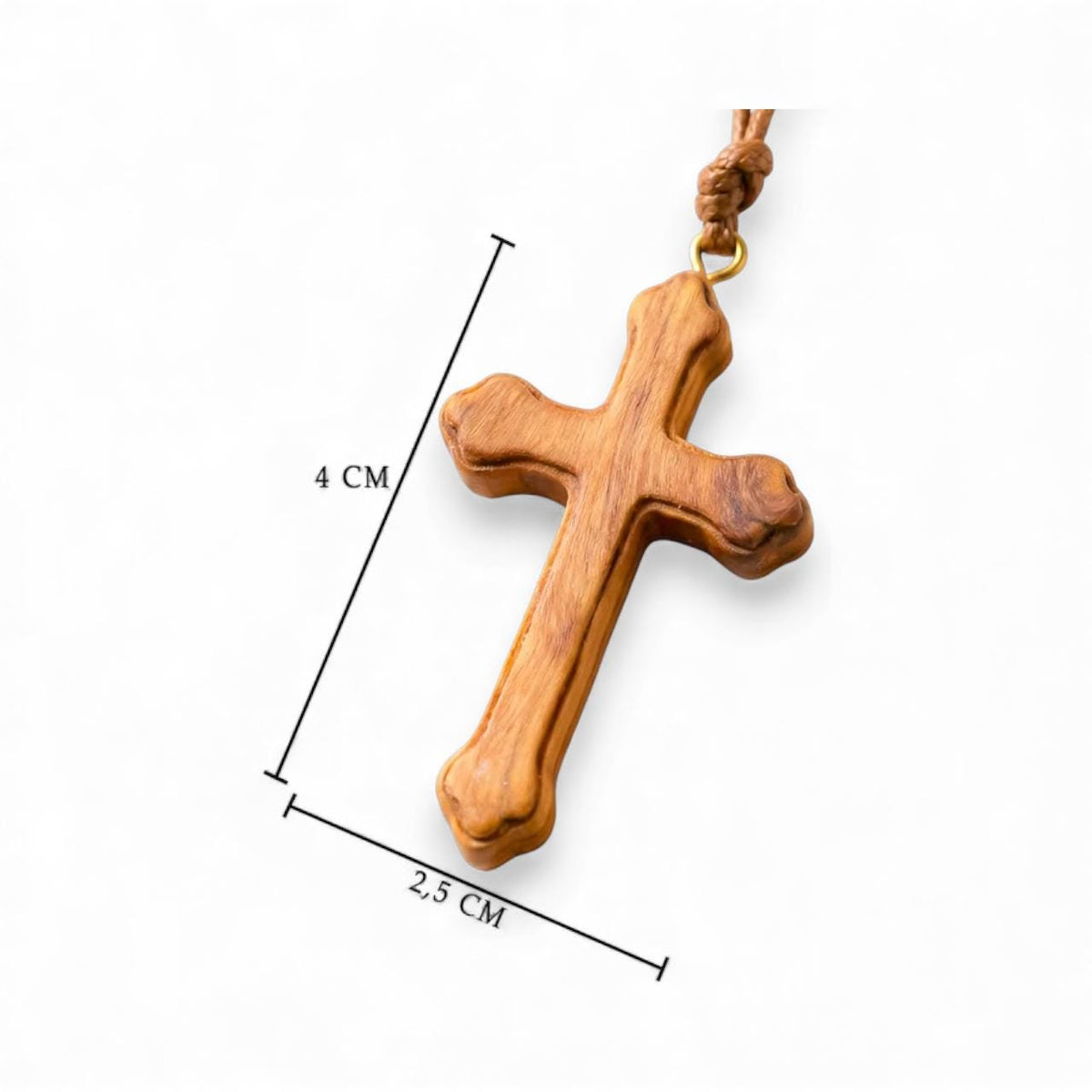 Handmade Olive Wood Cross Necklace