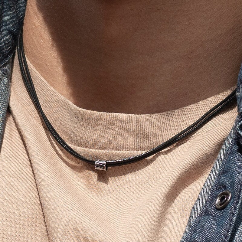 Simple Black Choker Necklace For Men, Men's Vegan Necklace, Men Bead Necklace, Guy Necklace, Jewlery For Men, Vegan Jewelry, Christmas Gift