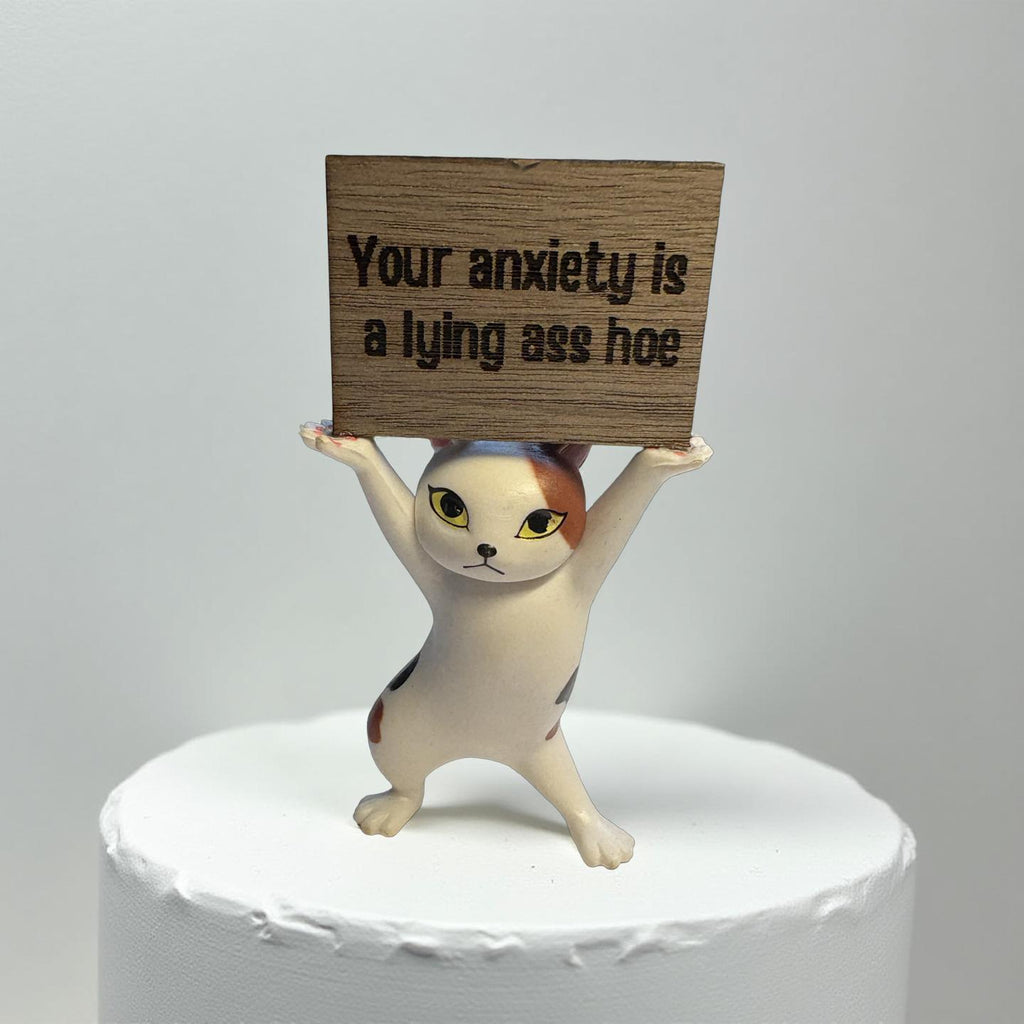 Funny Cat Figurine Your Anxiety Is a Lying Ass Sassy Mental Health Gift Blunt Affirmation Decor Anxiety Relief Self Care Desk Cat
