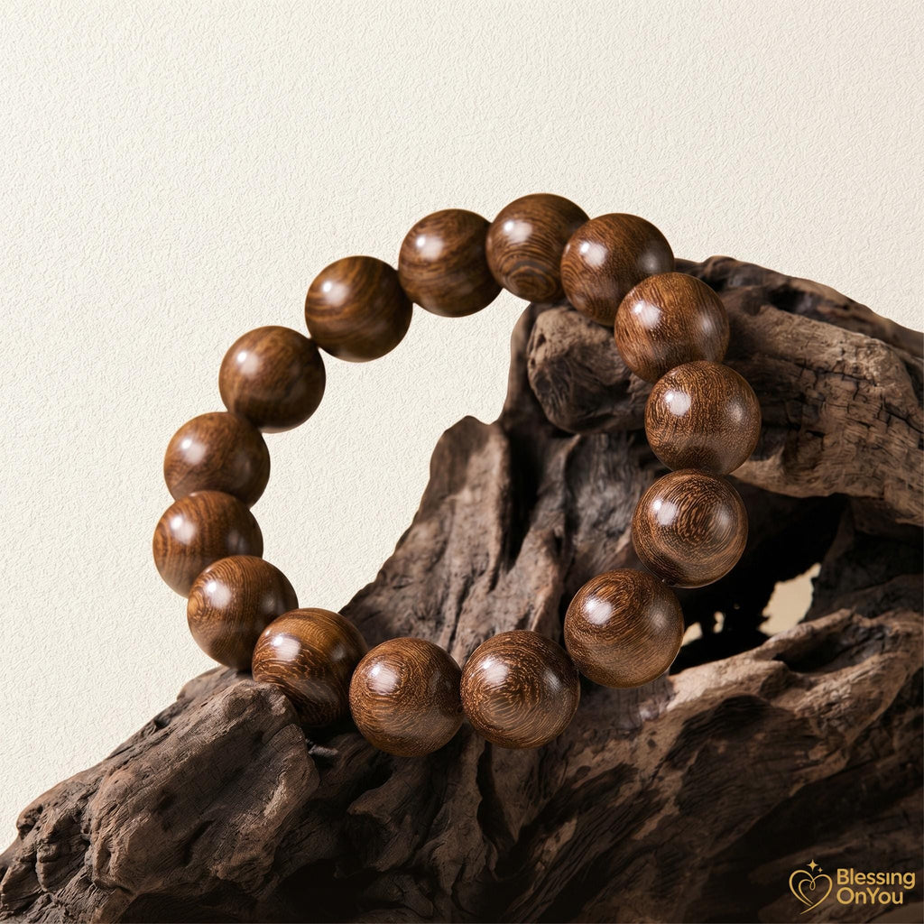 Sandalwood Mala Bracelet – Natural Wood Meditation Beads, Buddhist prayer beads, Good Luck Charm Gifts for Zen Yoga Lover, Gift for Him Her
