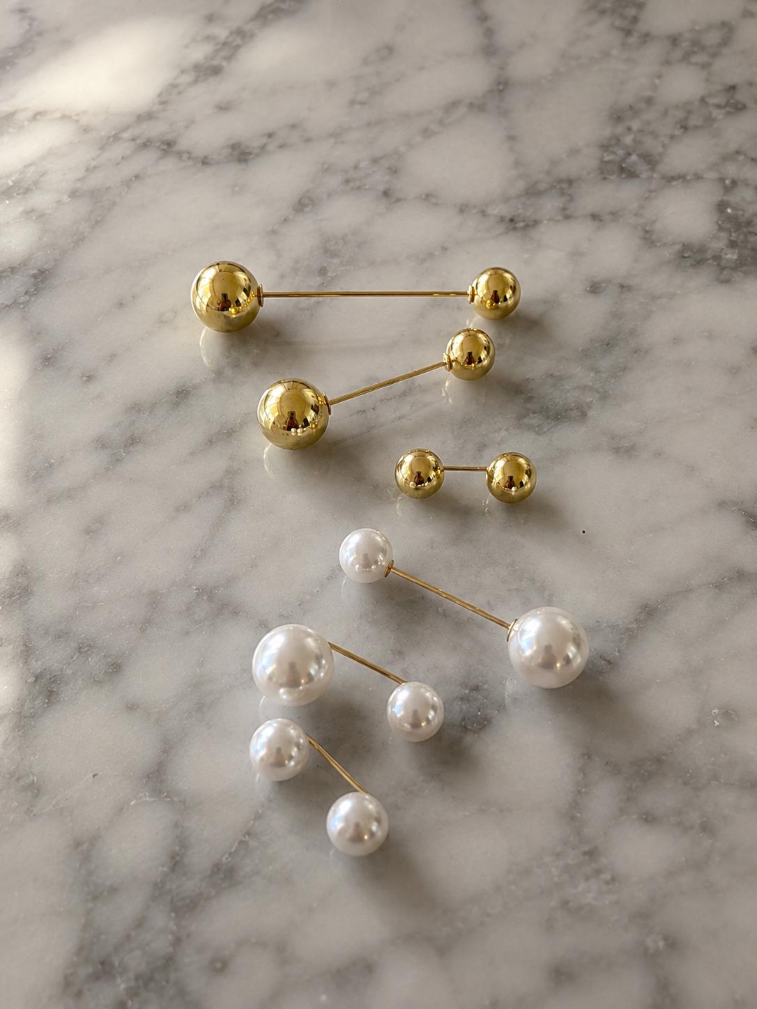Elegant Gold Pearl Styling Pins | Brooch Scarf & Blouse Fasteners Set of 6