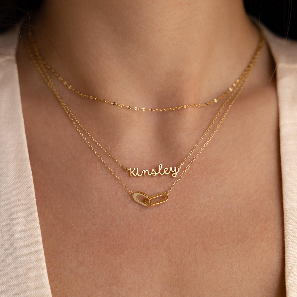 Personalized Name Necklace by Seven Lucky Gifts • Delicate Layering Necklace • Dainty Name Charm Jewelry • Birthday Gift for Her