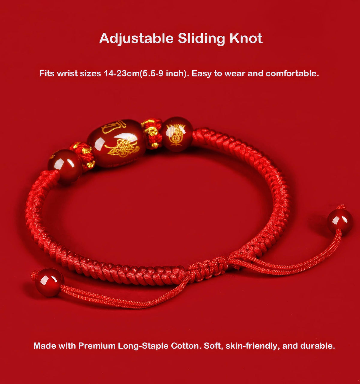 2027 Year of the Goat Protection Bracelet, Red String Agate Amulet, Feng Shui Good Luck Gift for Zodiac Goat, Rat, Ox, Dog