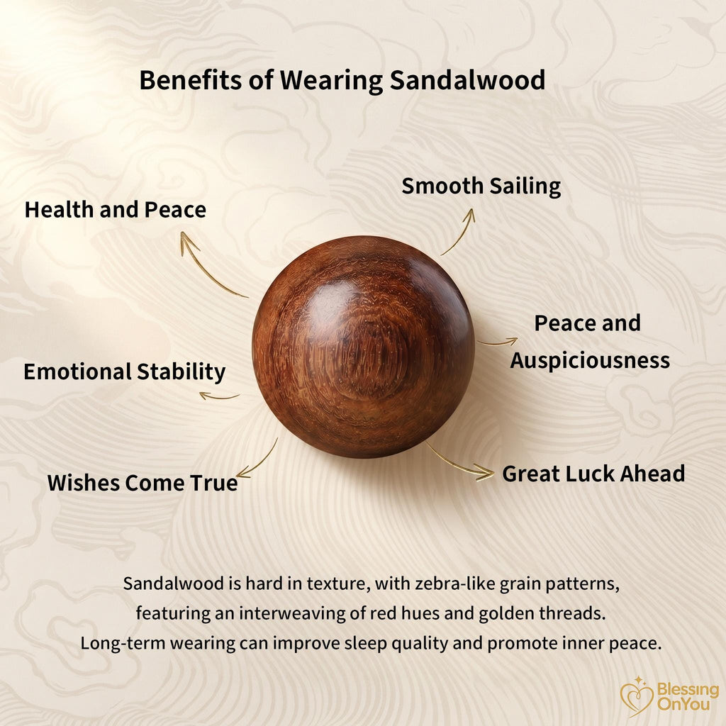 Sandalwood Mala Bracelet – Natural Wood Meditation Beads, Buddhist prayer beads, Good Luck Charm Gifts for Zen Yoga Lover, Gift for Him Her