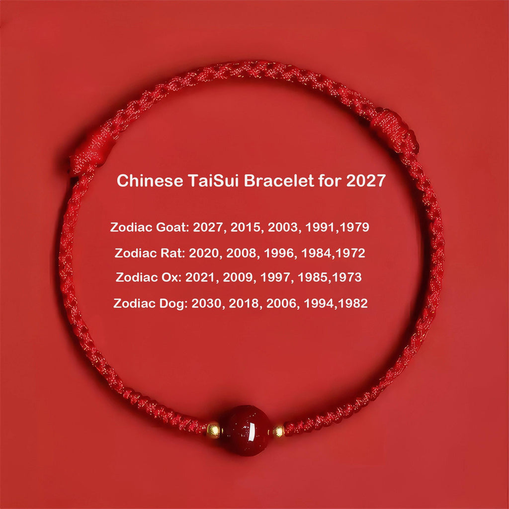 Cinnabar Red String Bracelet | 2027 Zodiac Protection | Blessed Temple Charm | Chinese Good Luck Gift