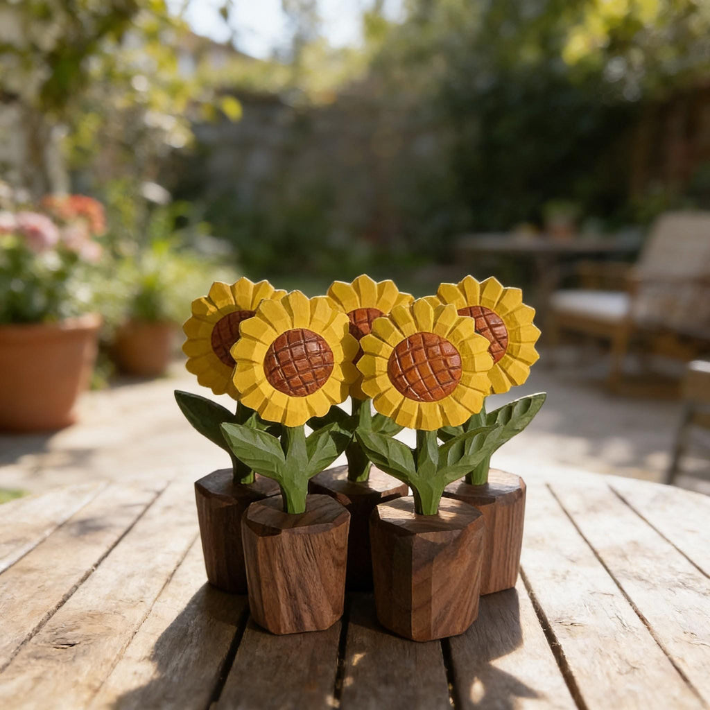 Wooden Sunflower Decor, Hand Carved Wood Flower Sculpture, Rustic Farmhouse Decor, Nature Inspired Gift, Small Wooden Art