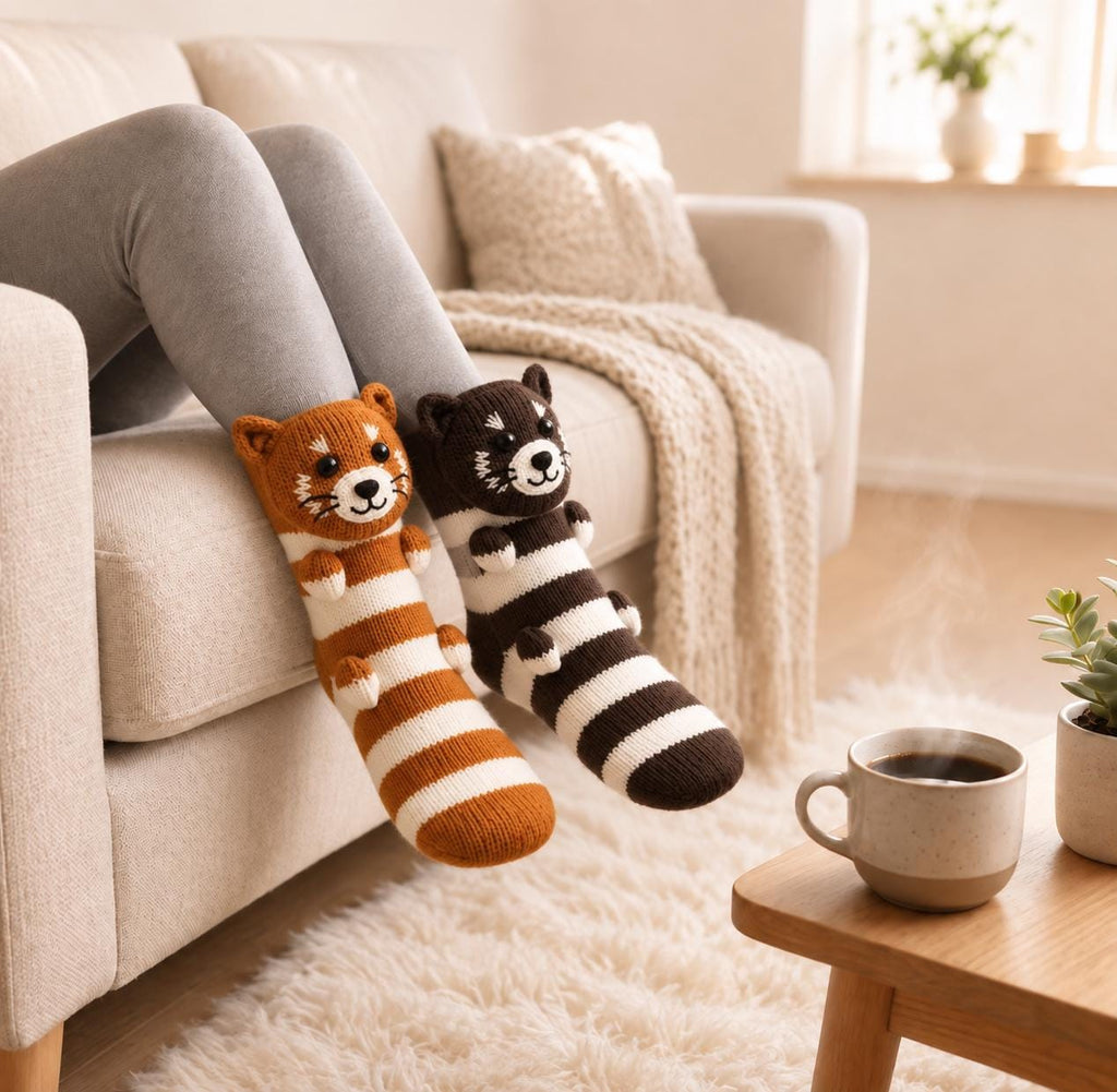 3D Animal Socks, Funny Novelty Socks, Cute Knitted Sloth Panda Koala Cat Raccoon Socks, Cozy Adult Gift Funny, Funny Socks, Under 20
